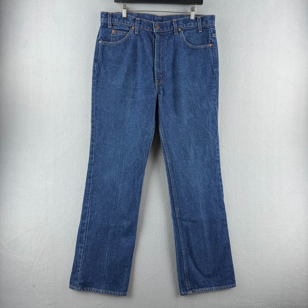 Vintage Levis Jeans Mens Fits‎ 36x32 Blue Denim Orange Tab 517 Bootcut 80s USA